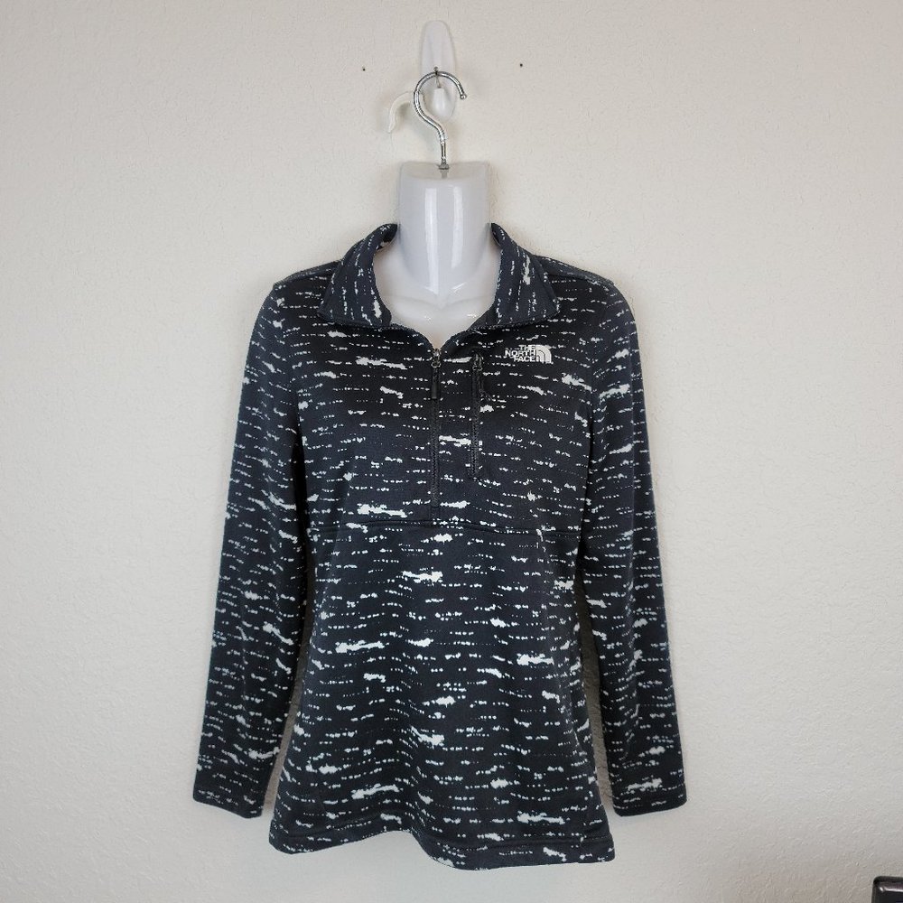 The North Face Crescent 1/4 Zip Pullover Jacket Black and White Print Size S